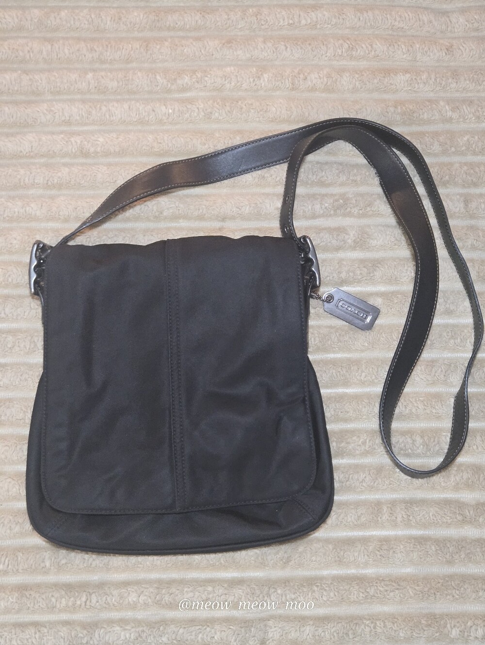 Black Coach Courier Nylon Leather Messenger Bag 2003